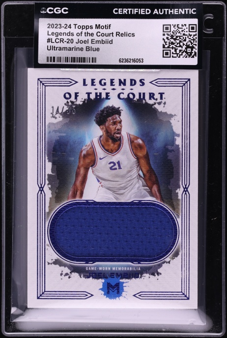 2023 Topps Motif Legends Of The Court Ultramarine Blue Joel Embiid PATCH /35 #LCR-20 CGC AUTH