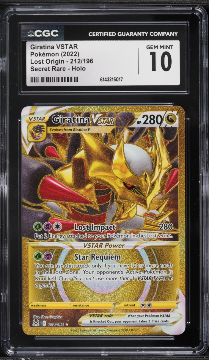 2022 Pokemon Sword & Shield Lost Origin Gold Rare Giratina VSTAR #212 CGC 10 GEM MINT