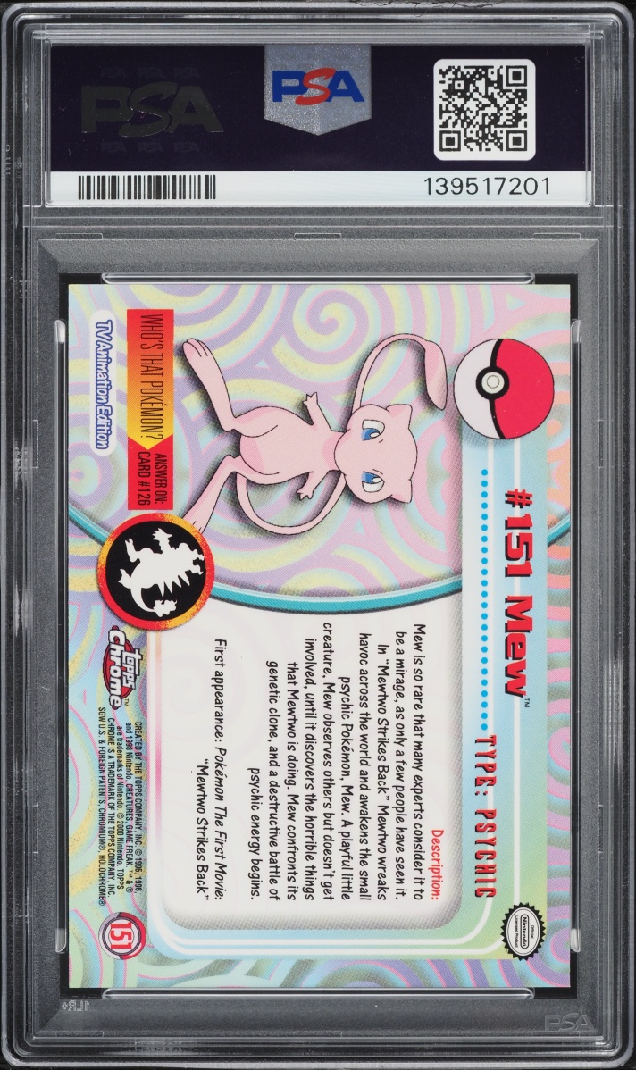 2000 Topps Chrome Pokemon TV Series 2 Mew #151 PSA 10 GEM MINT