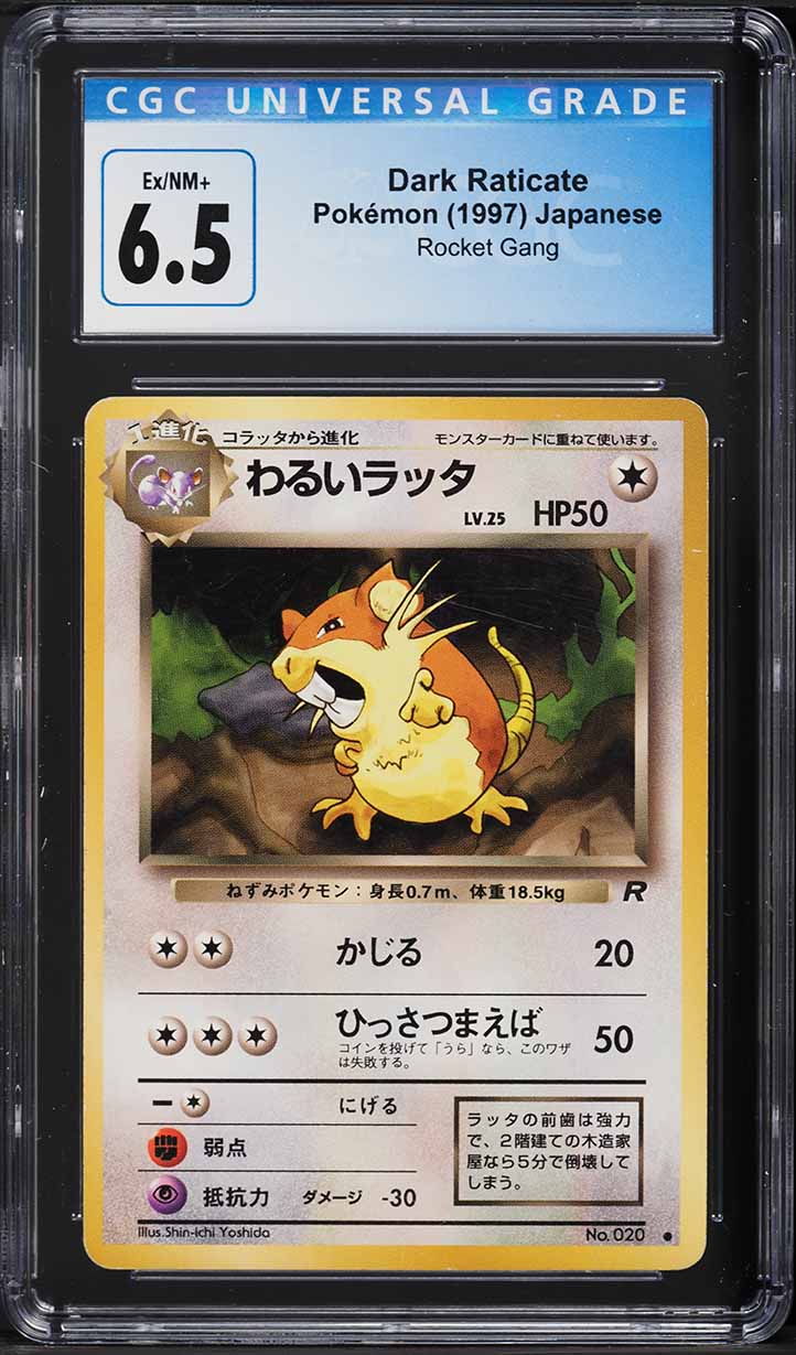 1997 Pokemon Japanese Rocket Gang Dark Raticate #20 CGC 6.5 EXMT+