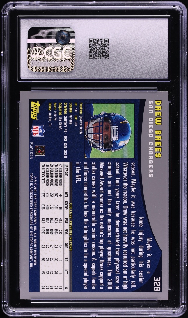 2001 Topps Football Drew Brees ROOKIE #328 CGC 9 MINT
