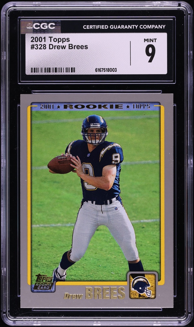 2001 Topps Football Drew Brees ROOKIE #328 CGC 9 MINT