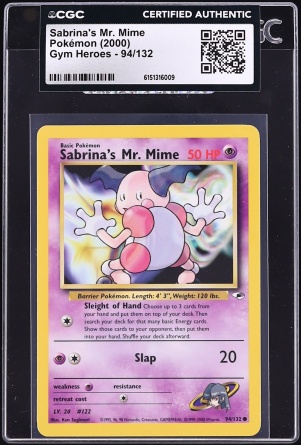 2000 Pokemon Gym Heroes Sabrina's Mr. Mime #94 CGC AUTH