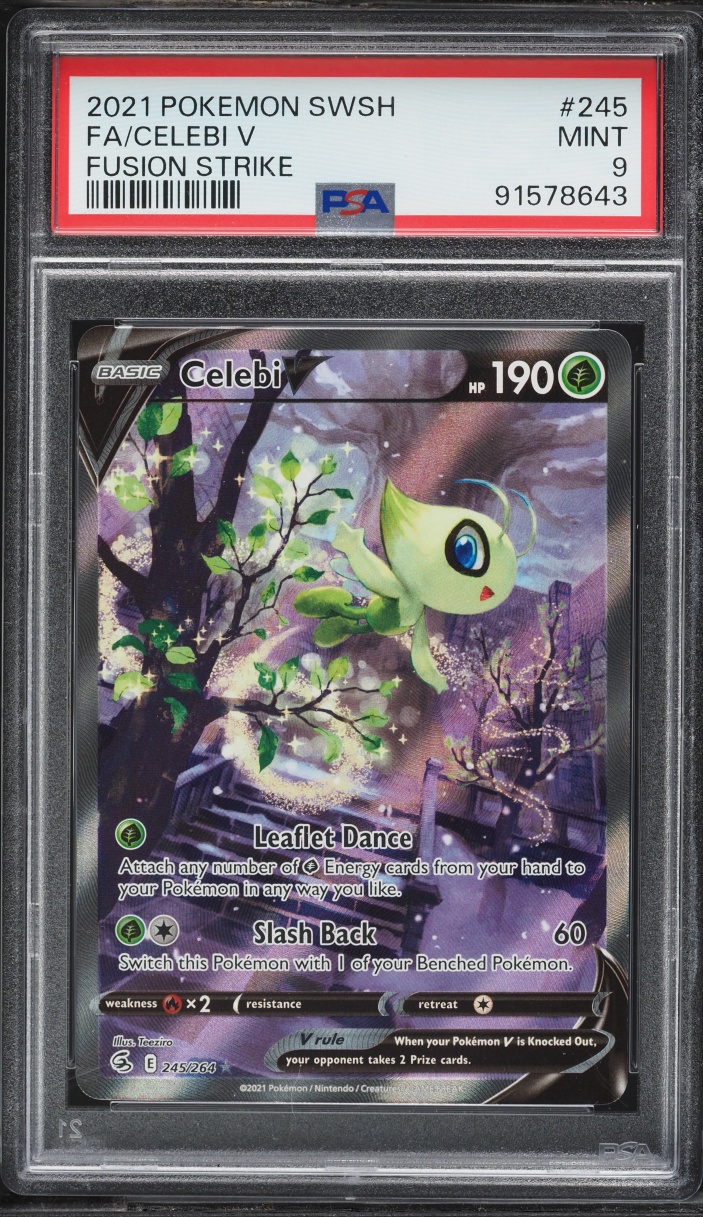 2021 Pokemon Sword & Shield Fusion Strike Alt Art Celebi V #245 PSA 9 MINT