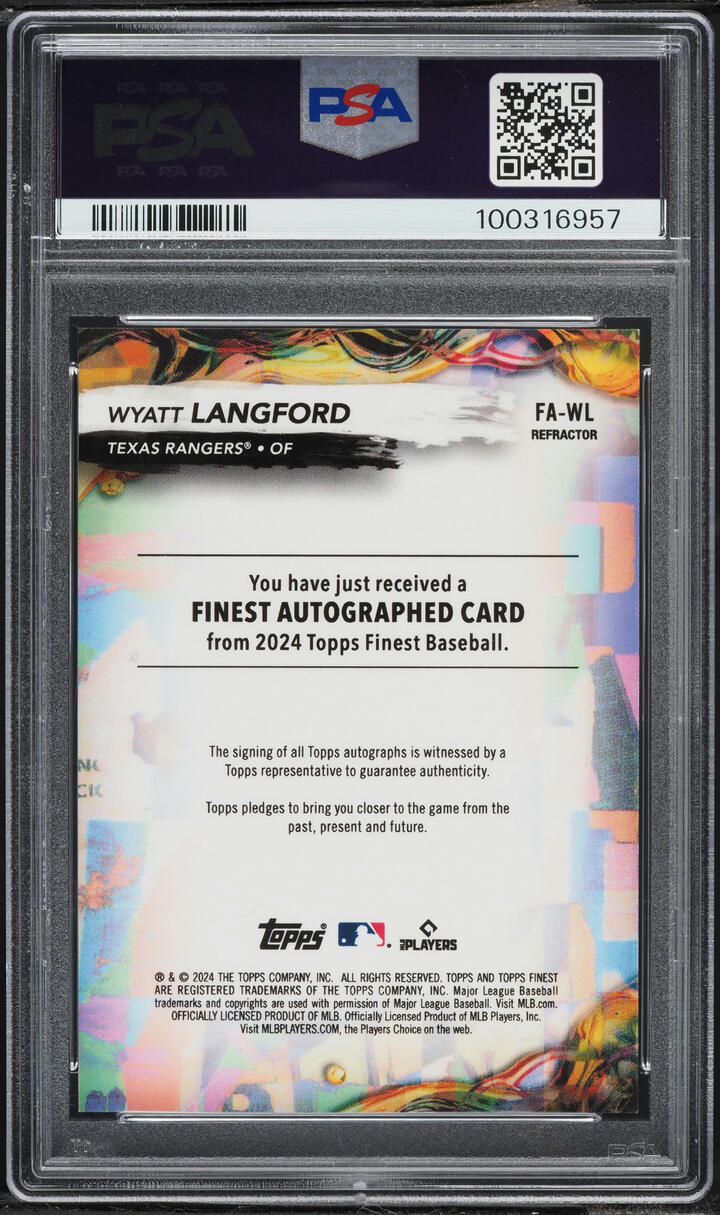 2024 Finest Refractor Wyatt Langford ROOKIE AUTO #FA-WL PSA 10 GEM MINT