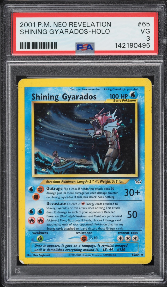 2001 Pokemon Neo Revelation Holo Shining Gyarados #65 PSA 3 VG