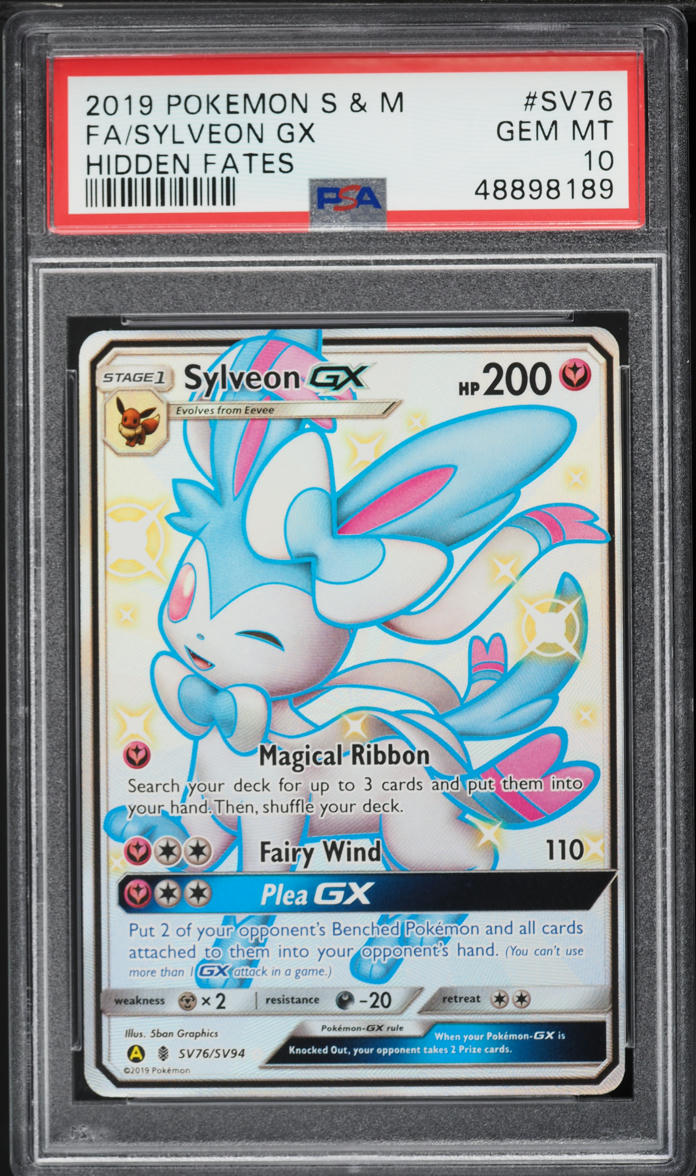 2019 Pokemon Sun & Moon Hidden Fates Full Art Shiny Sylveon GX #SV76 PSA 10 GEM MINT
