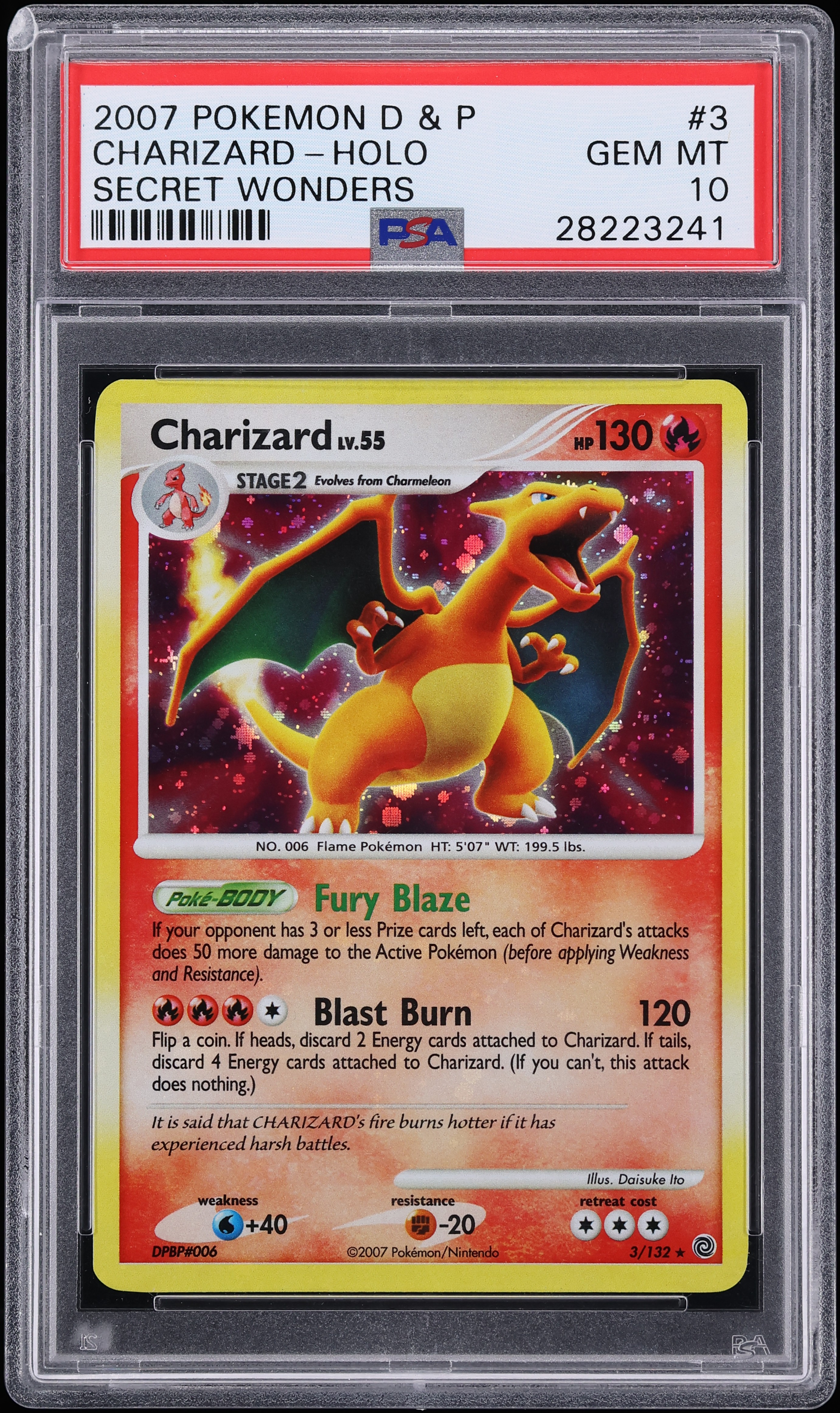 2007 Pokemon Diamond & Pearl Secret Wonders Holo Charizard #3 PSA 10 GEM MINT