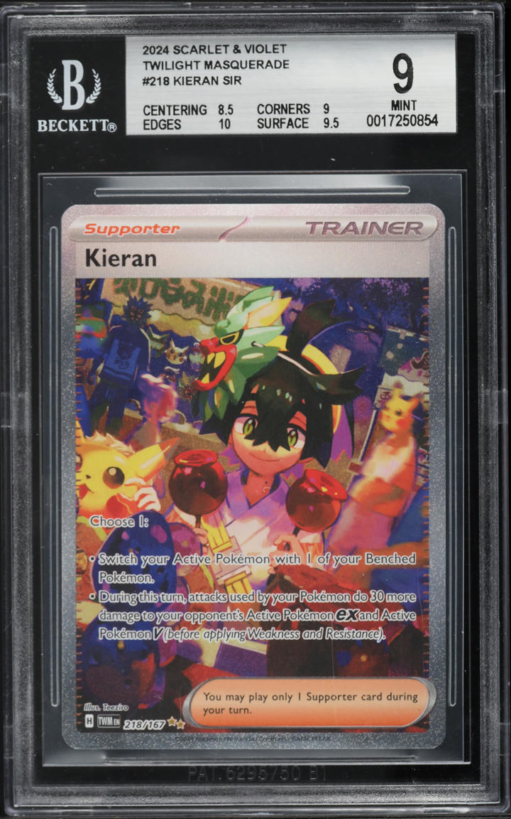 2024 Pokemon Scarlet & Violet Twilight Masquerade SIR Kieran #218 BGS 9 MINT