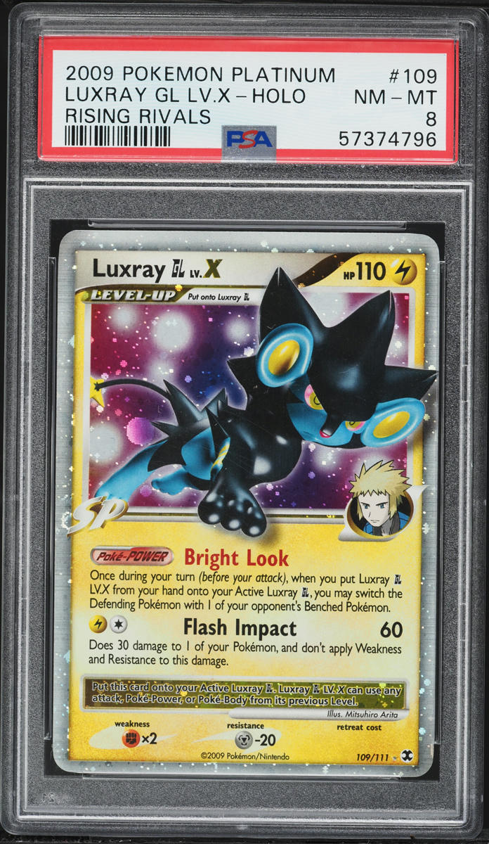 2009 Pokemon Platinum Rising Rivals Holo Luxray GL Lv. X #109 PSA 8 NM-MT