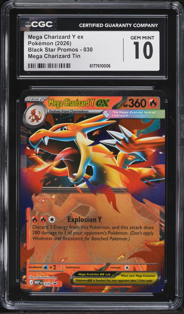 2026 Pokemon Mega Evolution Black Star Promo Tin Mega Charizard Y Ex #30 CGC 10 Gem Mint