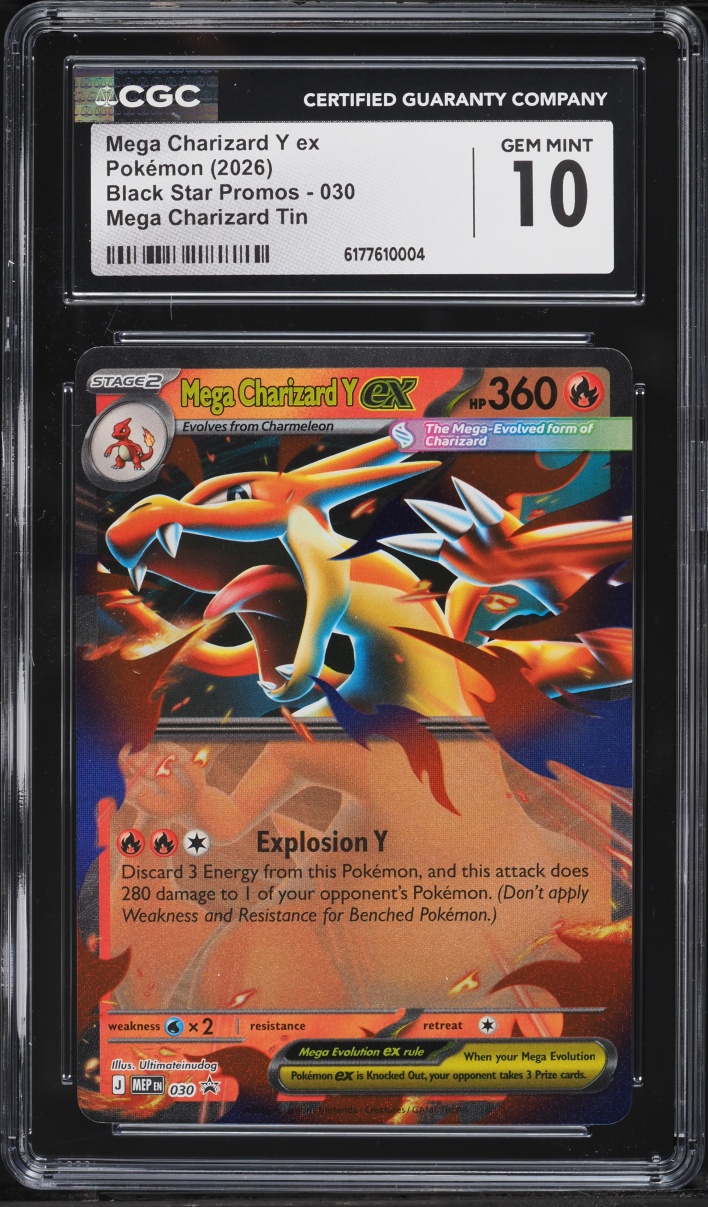 2026 Pokemon Mega Evolution Black Star Promo Tin Mega Charizard Y Ex #30 CGC 10 Gem Mint