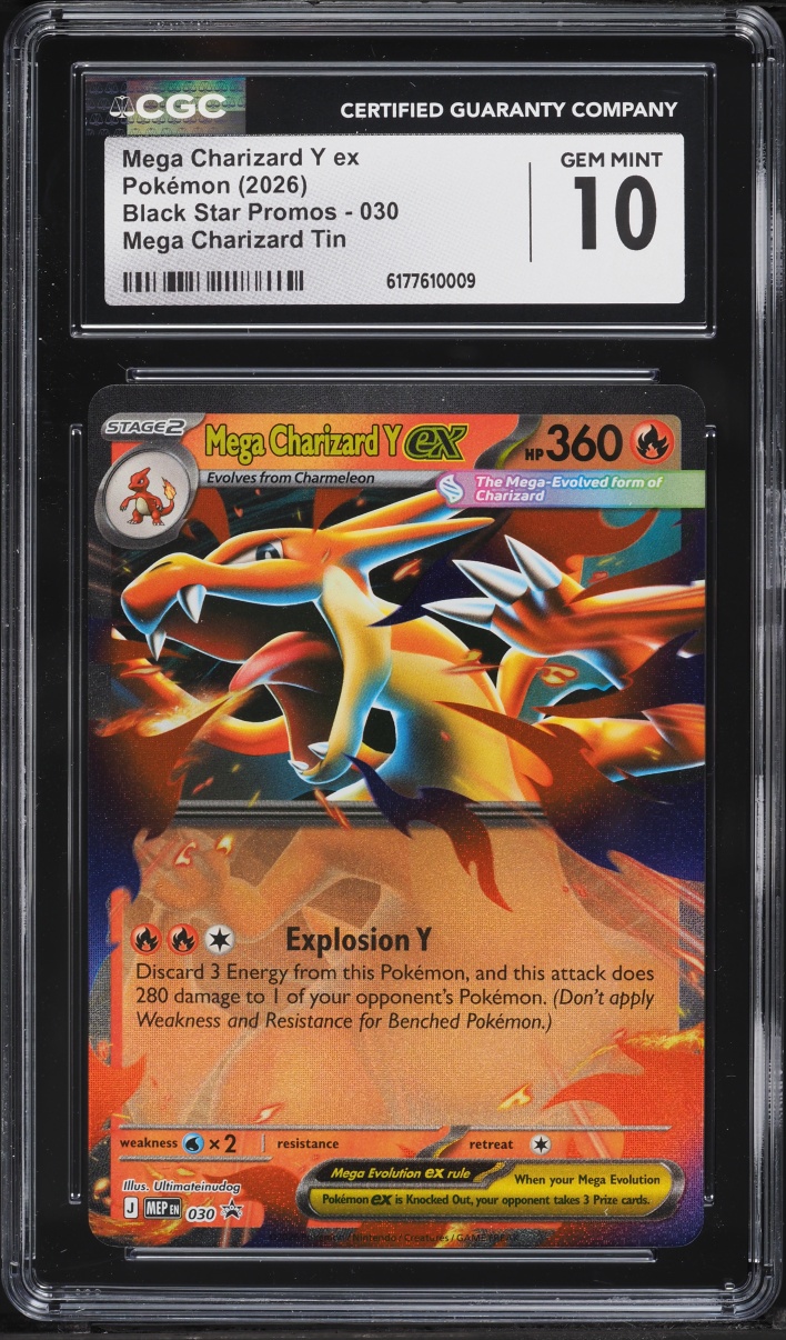 2026 Pokemon Mega Evolution Black Star Promo Tin Mega Charizard Y Ex #30 CGC 10 Gem Mint