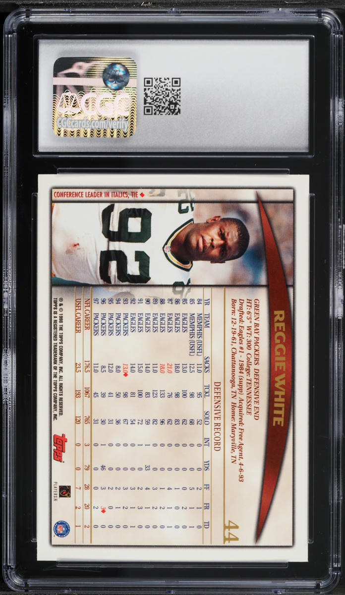1998 Topps Football Reggie White #44 CGC 9 MINT