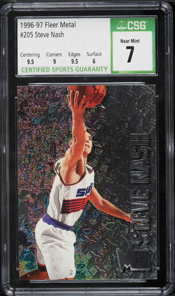 1996 Metal Basketball Steve Nash ROOKIE #205 CSG 7 NRMT