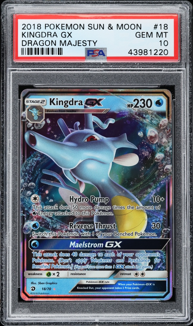 2018 Pokemon Sun & Moon Dragon Majesty Kingdra GX #18 PSA 10 GEM MINT