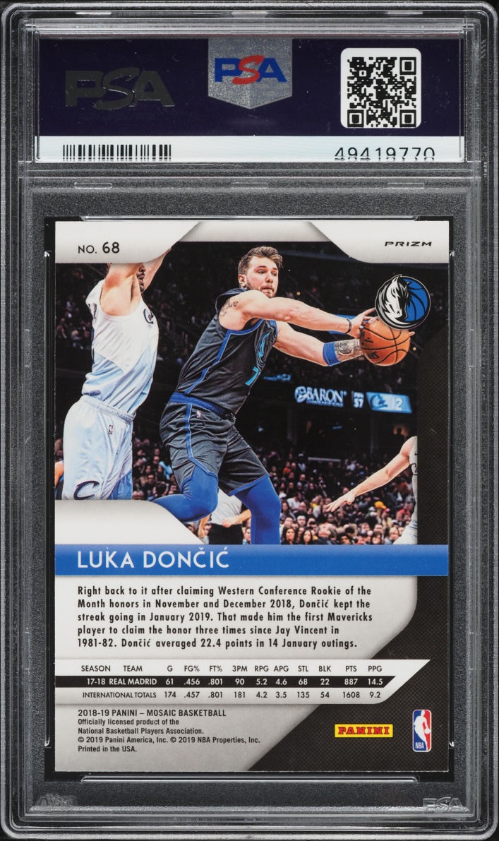 2018 Panini Prizm Mosaic Blue Luka Doncic ROOKIE #68 PSA 9 MINT