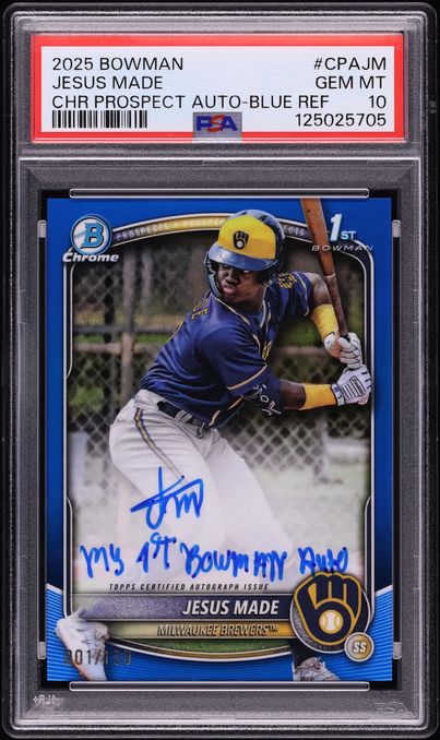 2025 Bowman Chrome Blue Refractor Jesus Made PROSPECT AUTO 1/150 
