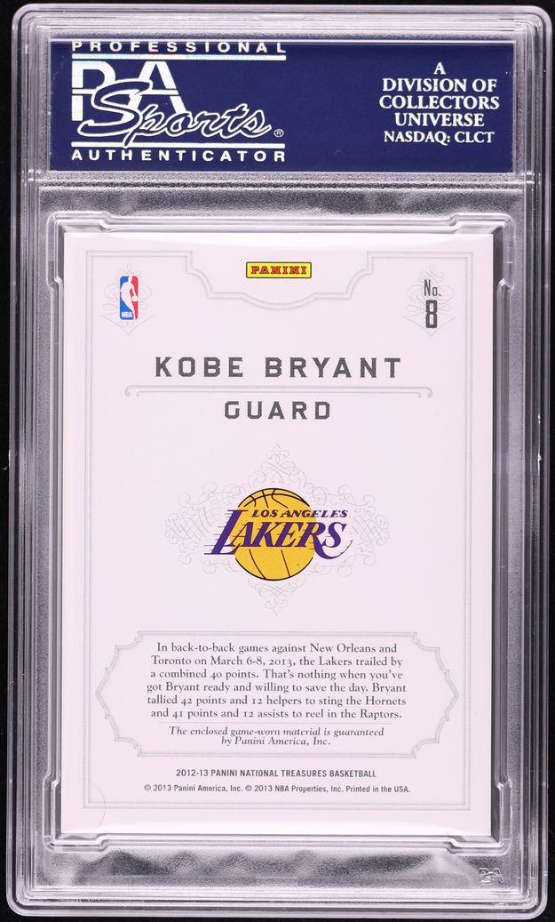 2012 National Treasures Kobe Bryant NBA LOGOMAN PATCH 1/2 #8 PSA 10 GEM MINT