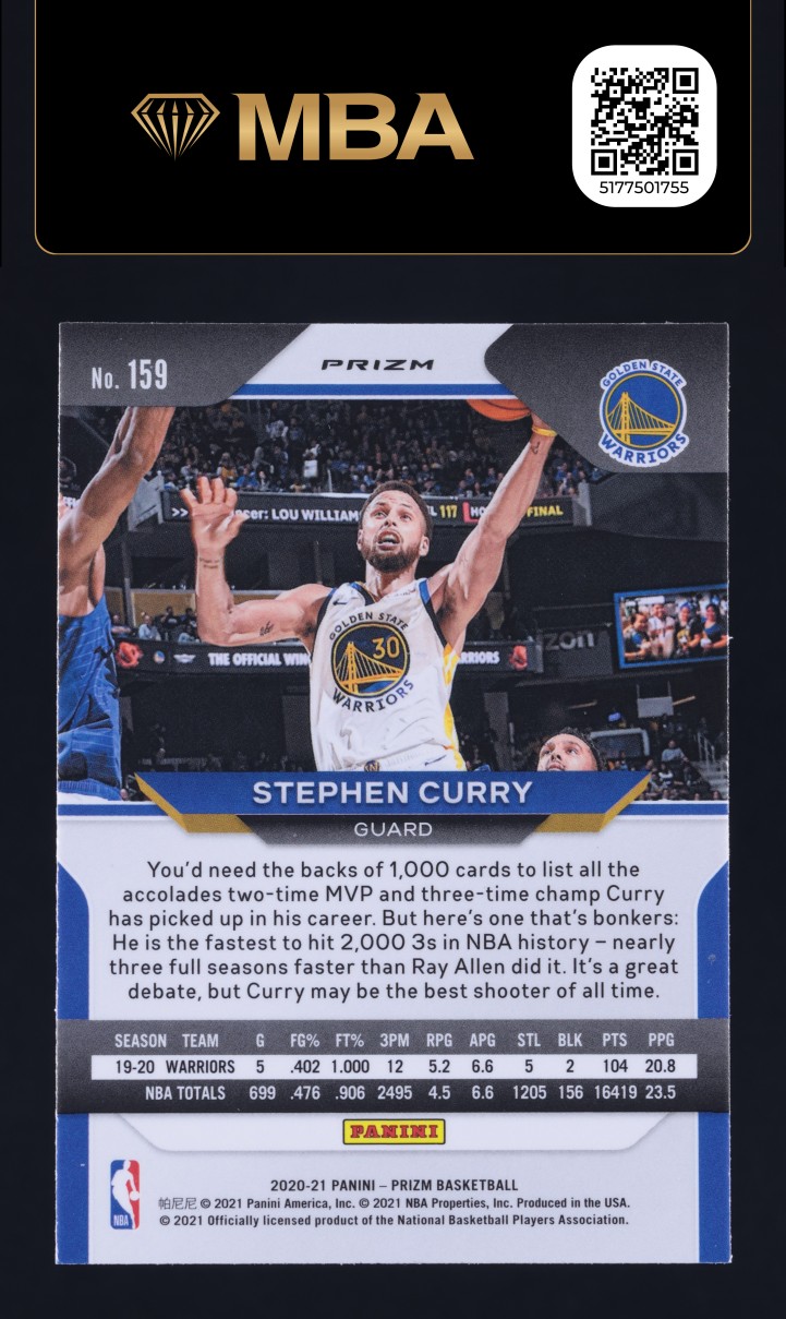 2020 Panini Prizm Red White & Blue Stephen Curry #159 MBA AUTH