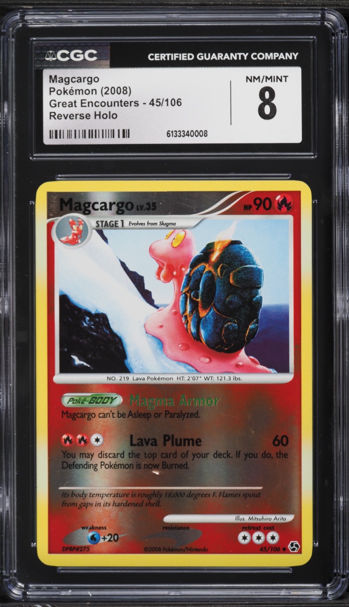 2008 Pokemon Diamond & Pearl Great Encounters Reverse Holo Magcargo #45 CGC 8 NM-MT