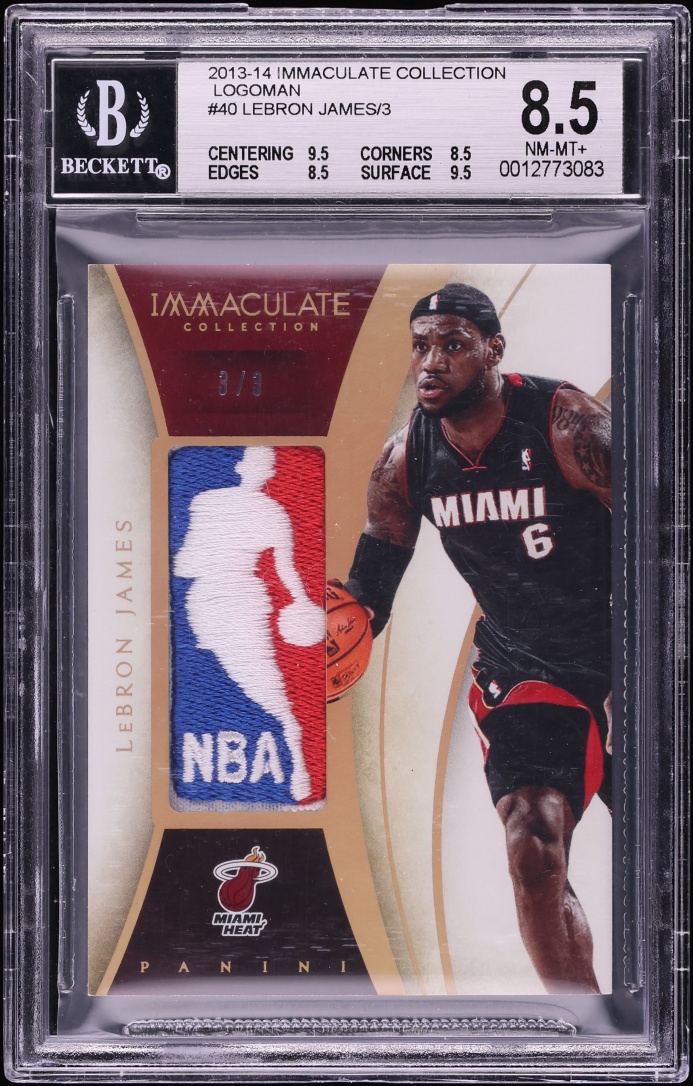 2013 Immaculate Collection LeBron James LOGOMAN PATCH 3/3 #40 BGS 8.5 NM-MT+
