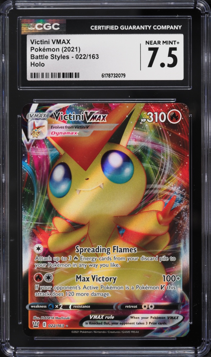 2021 Pokemon Sword & Shield Battle Styles Alt Art Victini VMAX #22 CGC 7.5 NRMT+