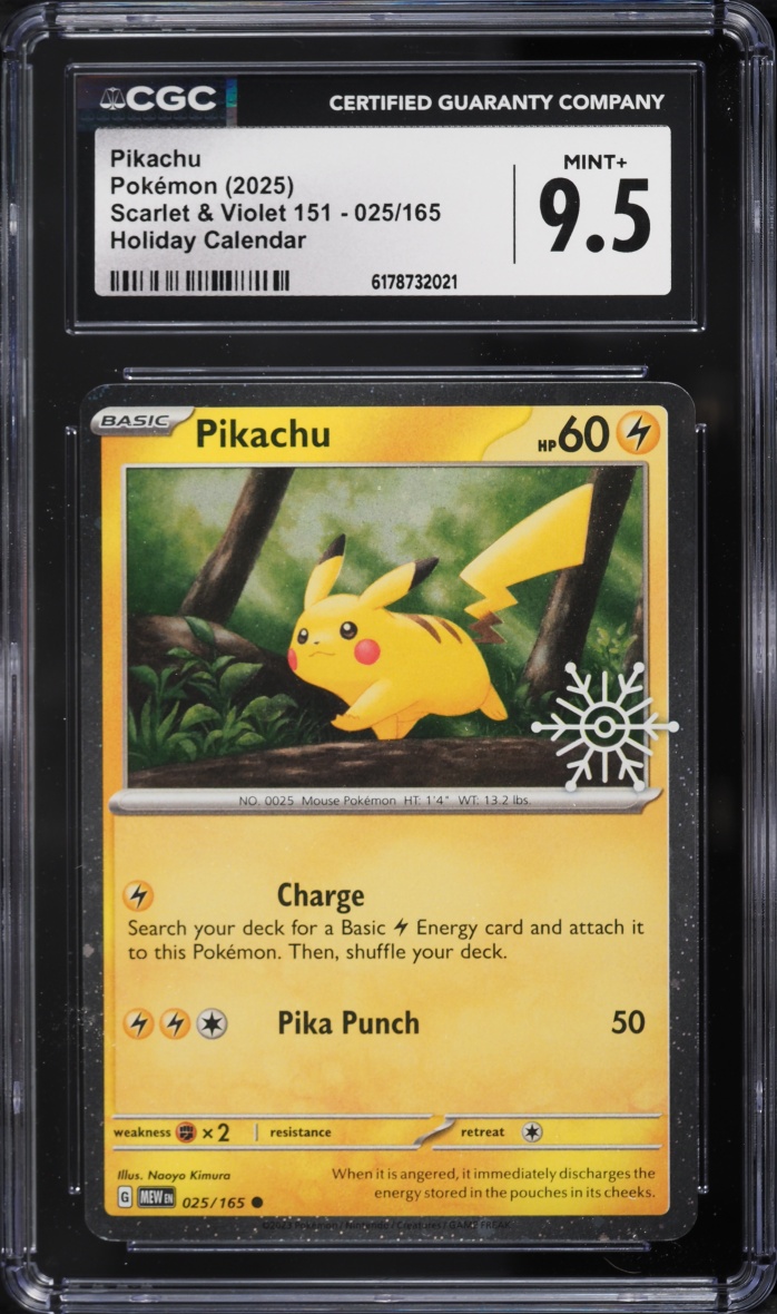 2025 Pokemon Scarlet & Violet 151 Holiday Calendar Pikachu #25 CGC 9.5 MINT+