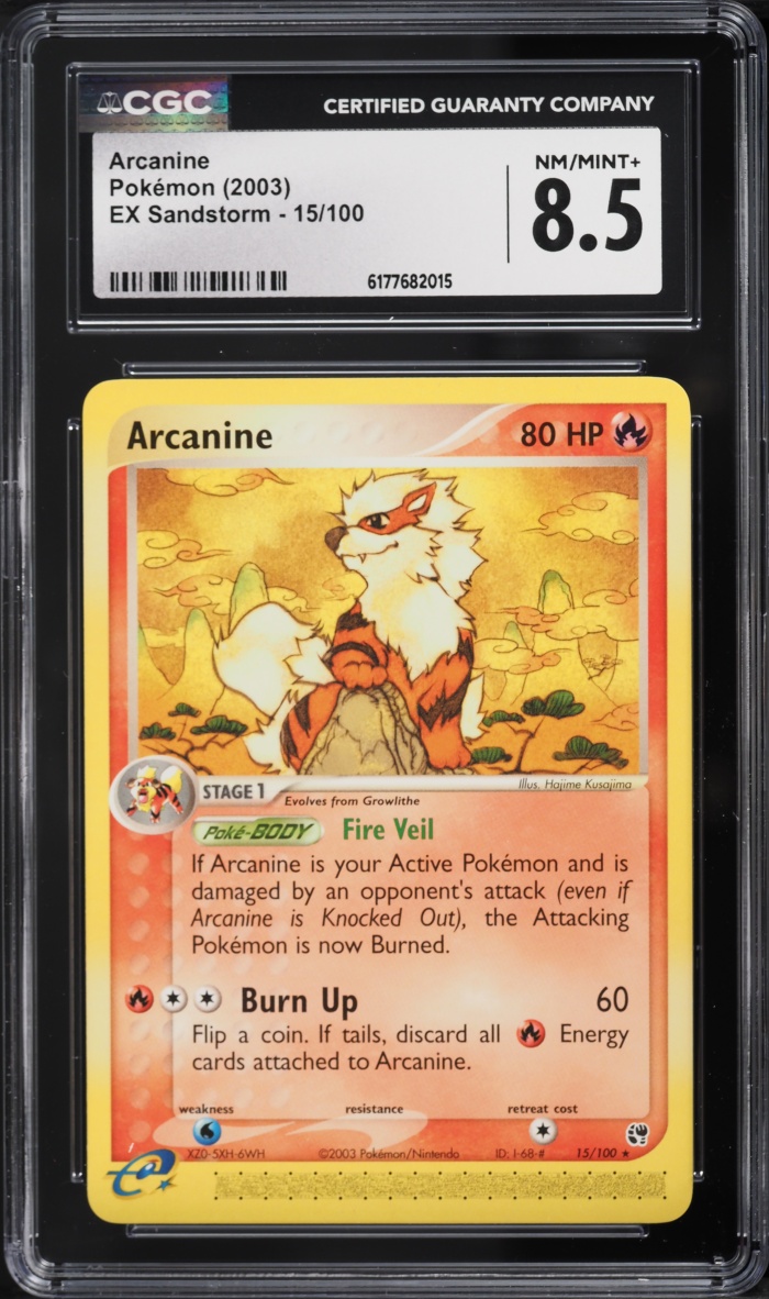 2003 Pokemon EX Sandstorm Arcanine #15 CGC 8.5 NM-MT+