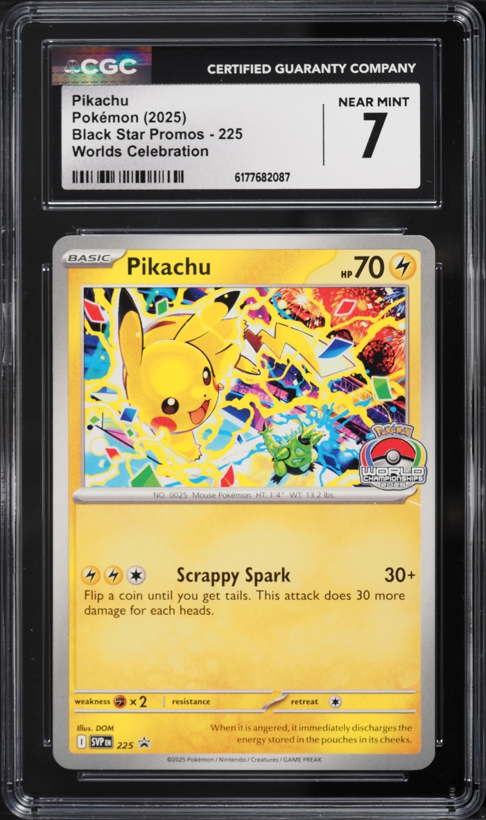 2025 Pokemon Scarlet & Violet Black Star Promo Worlds Celebration Pikachu #225 CGC 7 NRMT