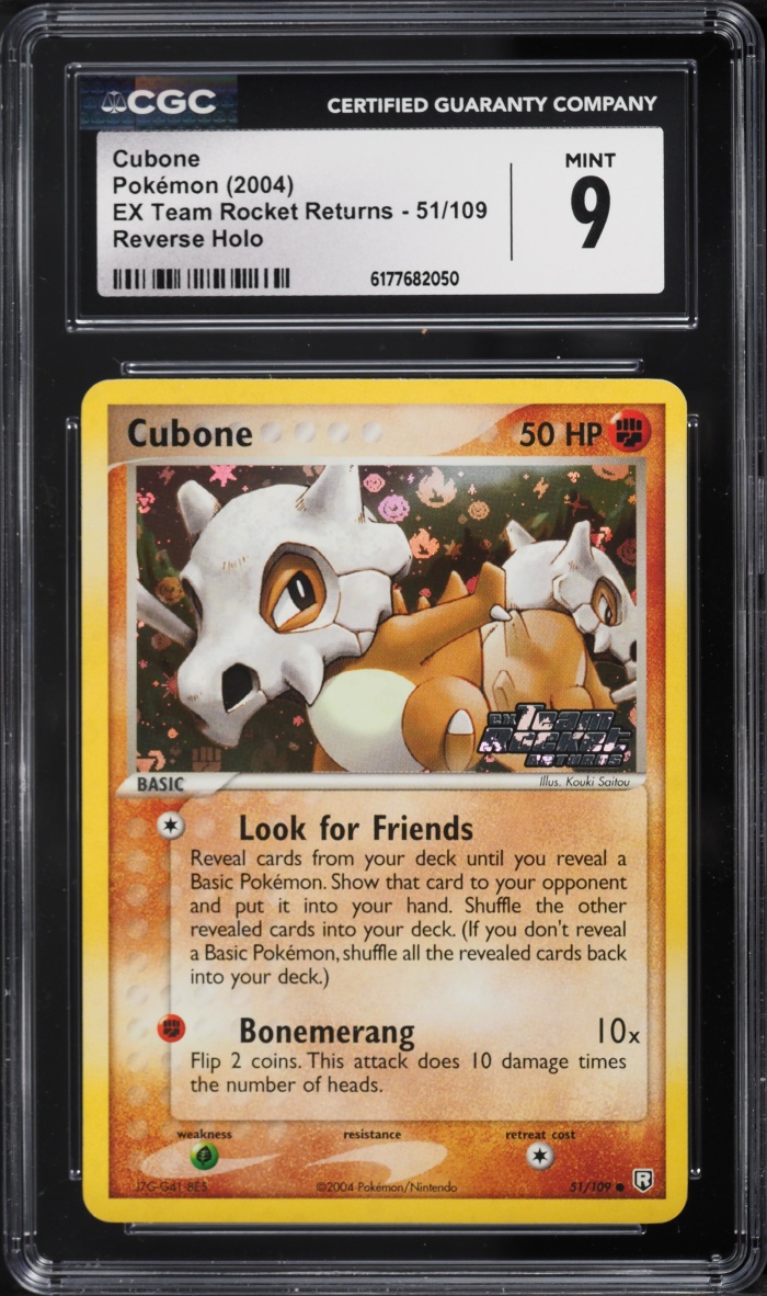 2004 Pokemon EX Team Rocket Returns Reverse Holo Cubone #51 CGC 9 MINT
