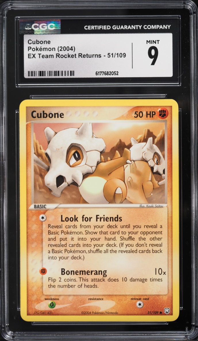2004 Pokemon EX Team Rocket Returns Cubone #51 CGC 9 MINT