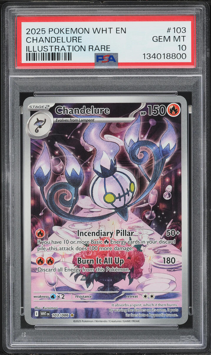 2025 Pokemon Scarlet & Violet White Flare IR Chandelure #103 PSA 10 GEM MINT