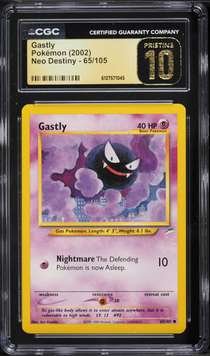 2002 Pokemon Neo Destiny Gastly #65 CGC 10 PRISTINE