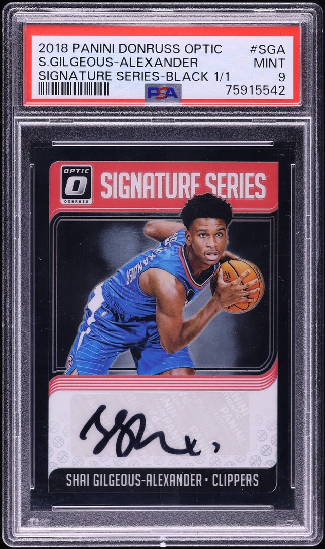 2018 Donruss Optic Series Black Shai Gilgeous-Alexander ROOKIE AUTO 1/1 PSA 9