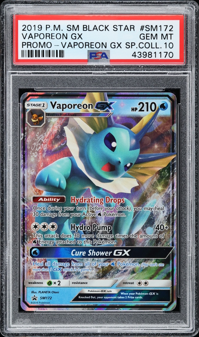 2019 Pokemon Sun & Moon Promo Special Collection Vaporeon GX #SM172 PSA 10 GEM MINT