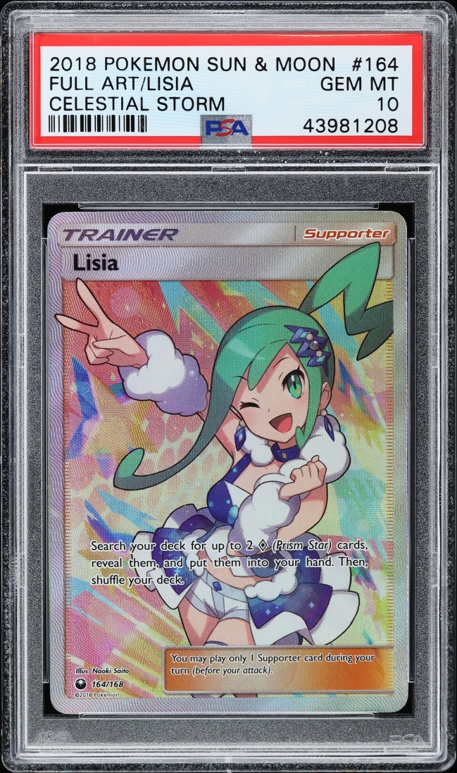 2018 Pokemon Sun & Moon Celestial Storm Full Art Lisia #164 PSA 10 GEM MINT