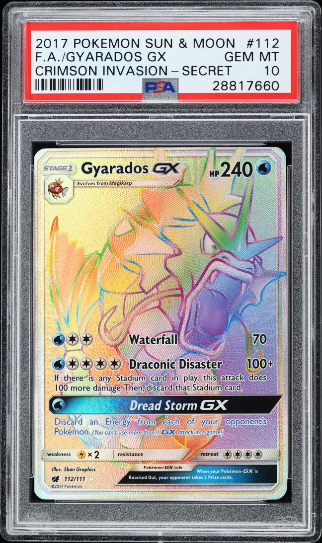 2017 Pokemon Sun & Moon Crimson Invasion Rainbow Rare Gyarados GX #112 PSA 10 GEM MINT