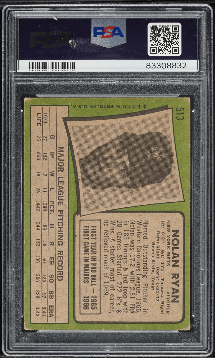 1971 Topps Nolan Ryan #513 PSA 2.5 GD+