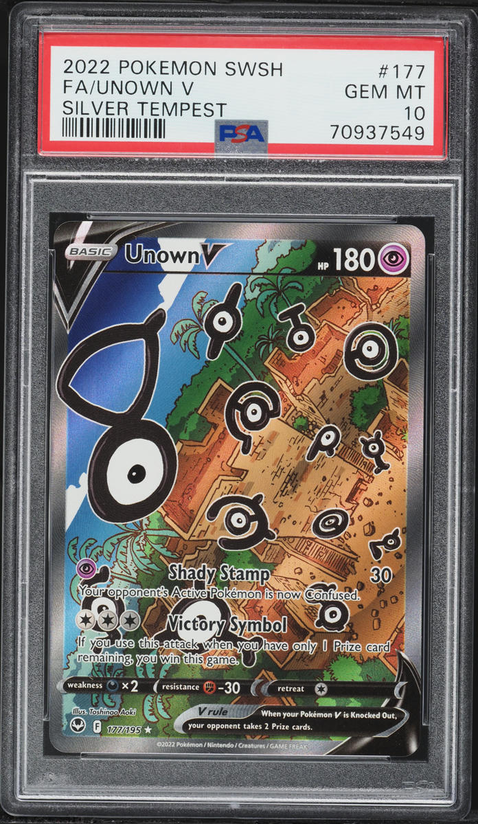 2022 Pokemon Sword & Shield Silver Tempest Full Art Unown V #177 PSA 10 GEM MINT