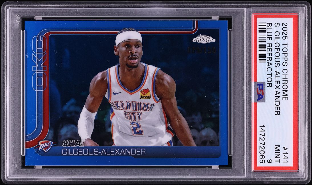 2025 Topps Chrome Blue Refractor Shai Gilgeous-Alexander /150 #141 PSA 9 MINT