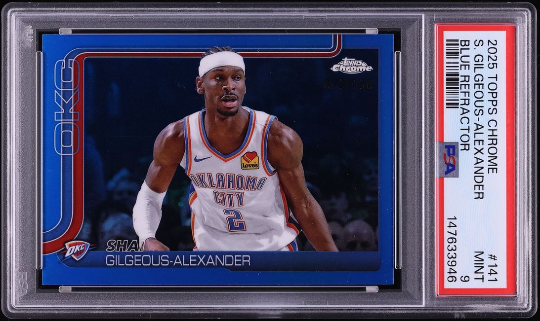 2025 Topps Chrome Blue Refractor Shai Gilgeous-Alexander /150 #141 PSA 9 MINT