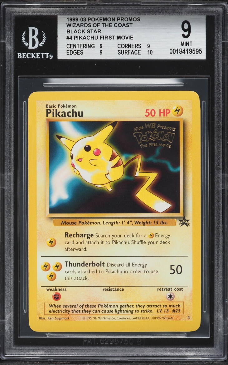 1999 Pokemon Movie Promo Wizards Of The Coast Pikachu #4 BGS 9 MINT