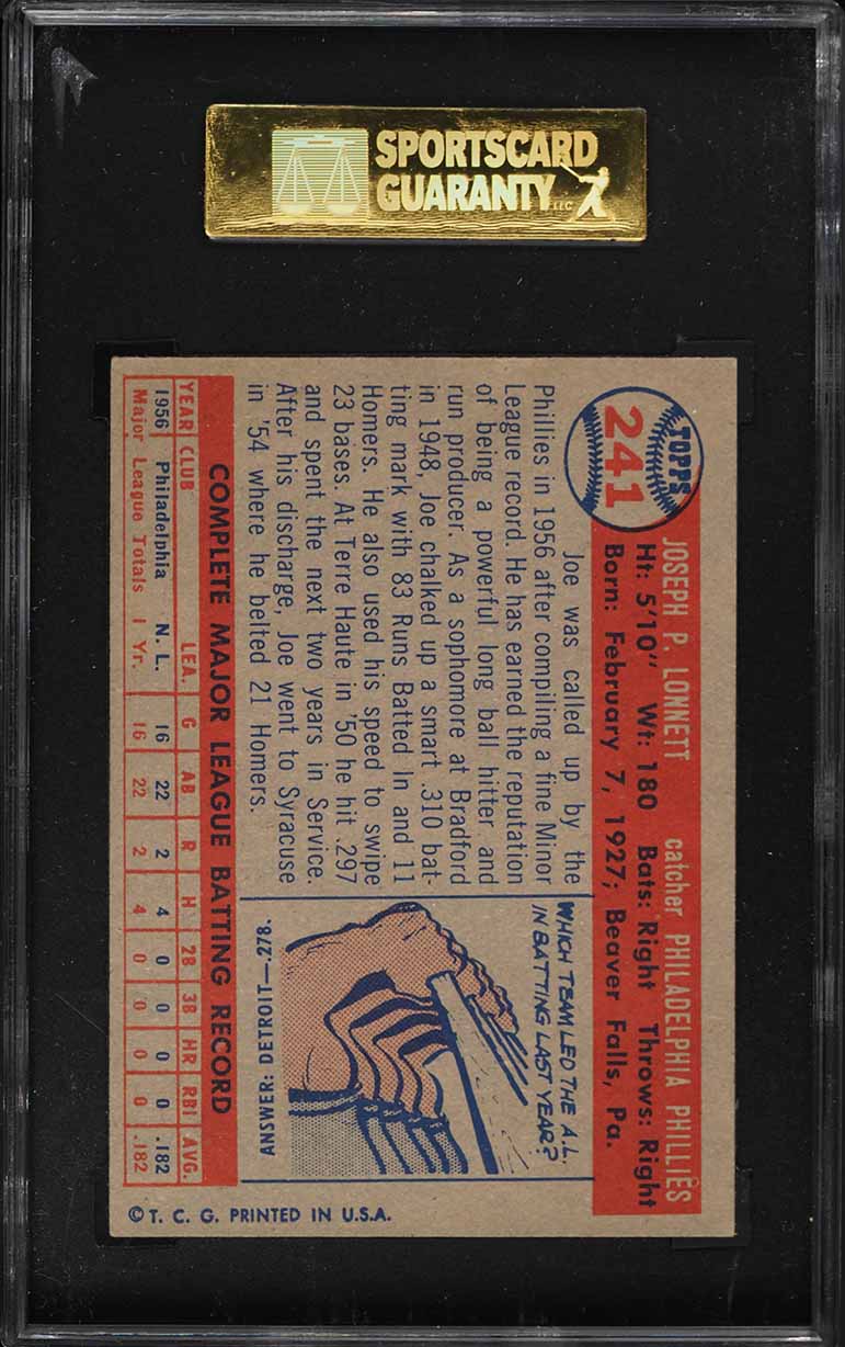 1957 Topps Joe Lonnett #241 SGC 6 EXMT