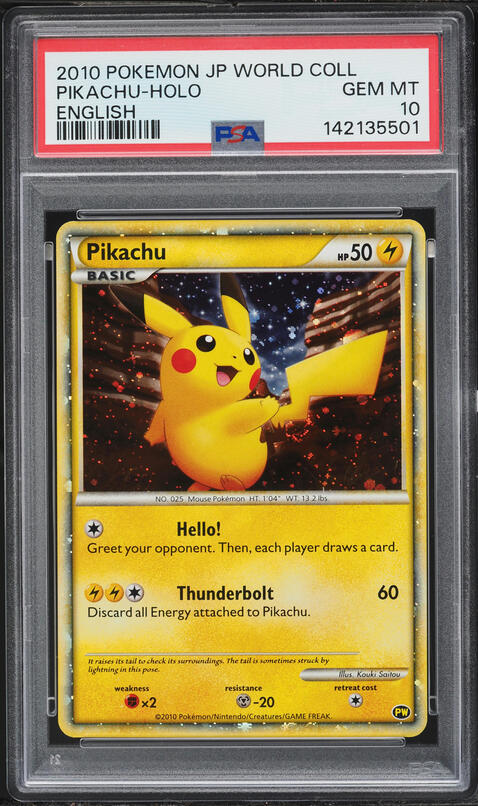 ポケモン　超希少　2010 POKEMON PIKACHU WORLD PRO… 2010 Pokemon German Pikachu World Promo Holo Pikachu PSA 9 MINT on
