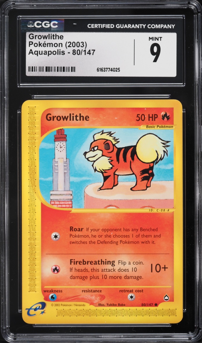 2003 Pokemon Aquapolis Growlithe #80 CGC 9 MINT