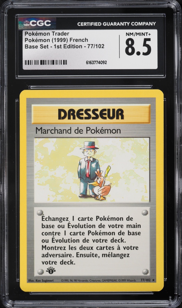 1999 Pokemon French Base Set 1st Edition Pokemon Trader #77 CGC 8.5 NM-MT+