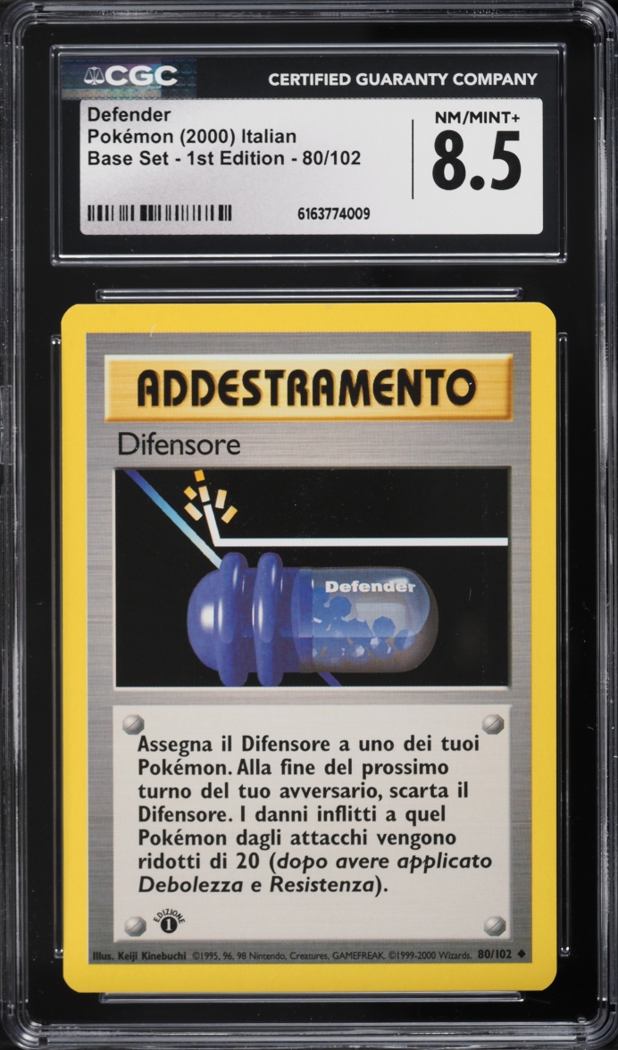 2000 Pokemon Italian Base Set 1st Edition Defender #80 CGC 8.5 NM-MT+