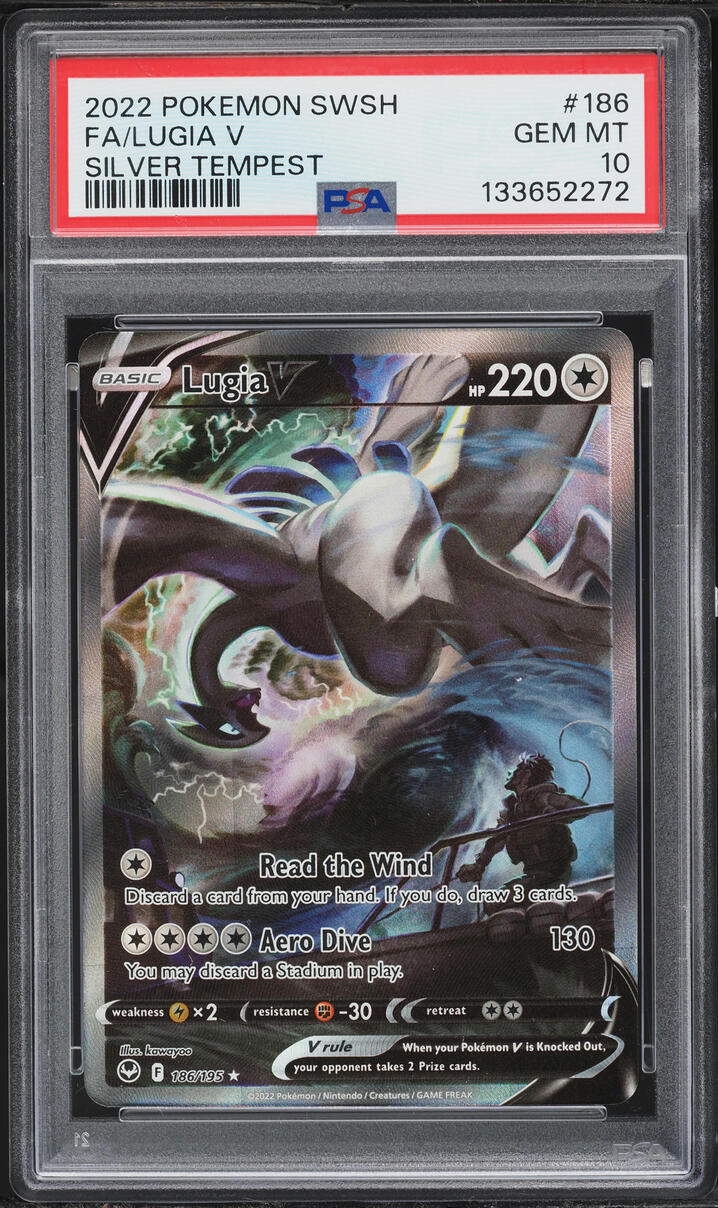 2022 Pokemon Sword & Shield Silver Tempest Full Art Lugia V #186 PSA 10 GEM MINT