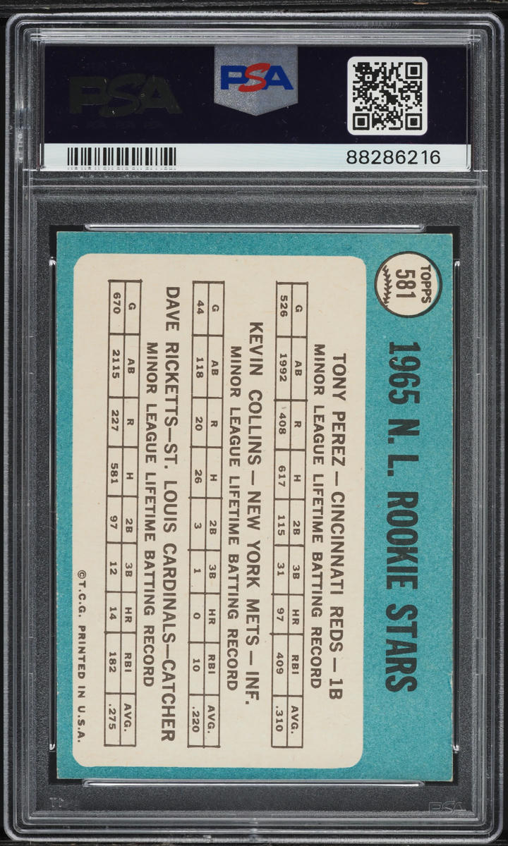 1965 Topps Tony Perez SP ROOKIE #581 PSA 6 EXMT